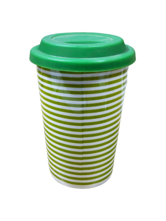 Evigri Mug from Porcelain with Lid Green 413ml