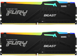 Kingston Fury Beast RGB 16GB DDR5 RAM cu 2 module (2x8GB) și Viteză 6000 pentru Desktop