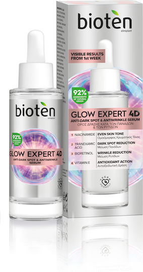 Glow Expert 4D Хидратиращ и Противостареещ Серум за Лице с Ниацинамид и Витамин Е за Детоксикация и Блясък 30ml