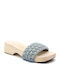 Leder Flache Sandalen für Damen in Hellblau Farbe