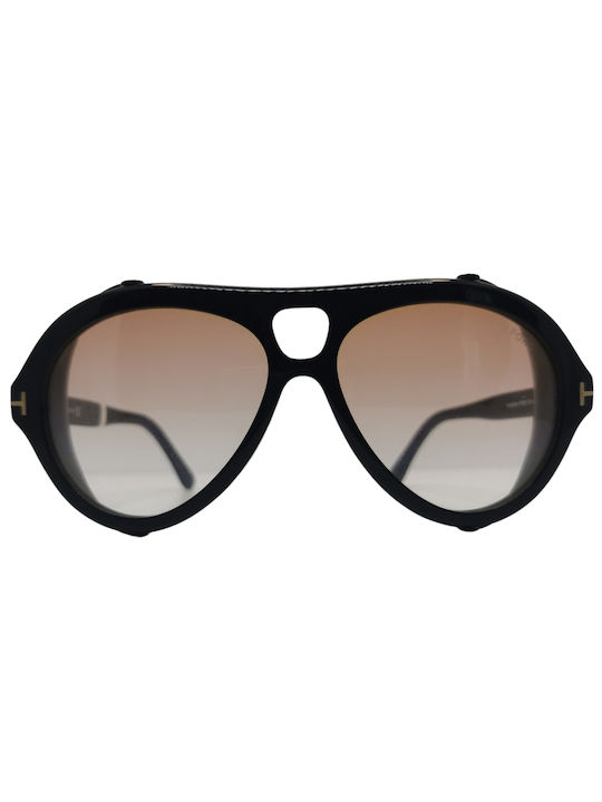 Tom Ford Men's Sunglasses with Black Plastic Frame and Brown Gradient Lens TF0882 01B