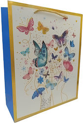 Λουλούδια Χάρτινη Τσάντα για Δώρο με Θέμα "Πεταλούδες" 42x12x31εκ. (Διάφορα Χρώματα/Σχέδια)
