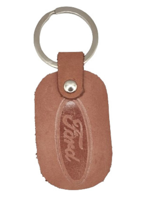 Brown Leather Ford Keychain 9939-k
