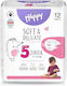 Happy Памперси с лента Soft & Delicate № 5 за 11-18kg 12бр