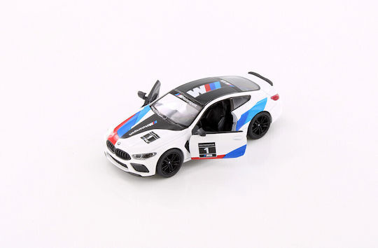 Kinsmart 1:38 Metallrennen Bmw M8 Competition Coupé Livery Edition Weiß Öffnende Türen Kt5425rd