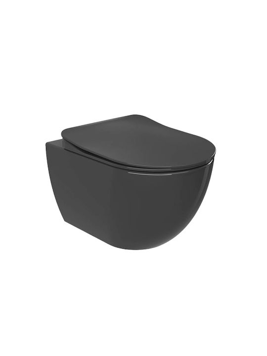Creavit "free Wall-Mounted Toilet Rimless with Flush with Slim Cover Duroplast Soft Close Gray