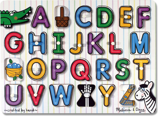 Wooden Kids Peg Puzzle Alphabet 26pcs Melissa & Doug