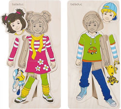 Дървено Детски Пъзел с Шипове Clothes For Kids 6бр Beleduc