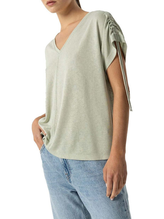 Tiffosi Women's Blouse with V Neckline Green