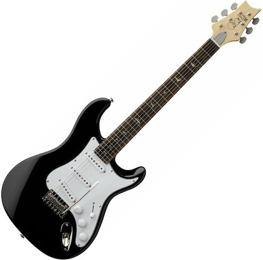PRS Guitars Elektrische Gitarre Stratocaster mit S Tonabnehmerkonfiguration Schwarz mit Tasche