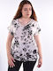 Raiden Damen Bluse Blumen Schwarz