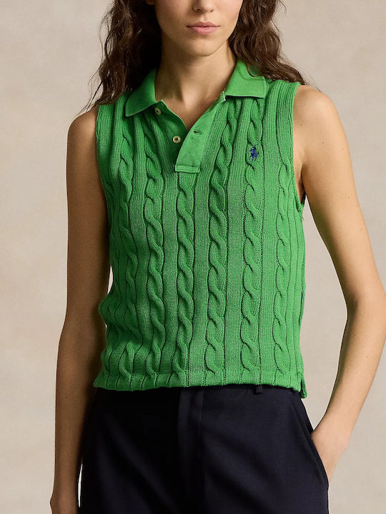 Ralph Lauren Women's Athletic Polo Blouse Sleeveless Green