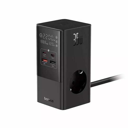 Baseus Baseus GaN Handyladegerät mit 2 USB-A Ausgangsanschlüsse und 2 USB-C Ausgangsanschlüsse 35W Stromlieferung in Schwarz