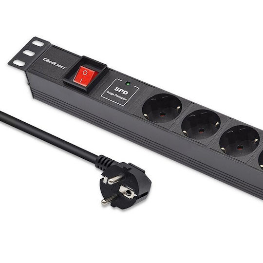 Qoltec PDU din aluminiu pentru rack 19'' 1U 16A 6xSchuko 1.8m