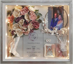 Μεσαία Wall-Mounted Wedding Crown Case / Photo Frame Wooden Silver 45x35cm