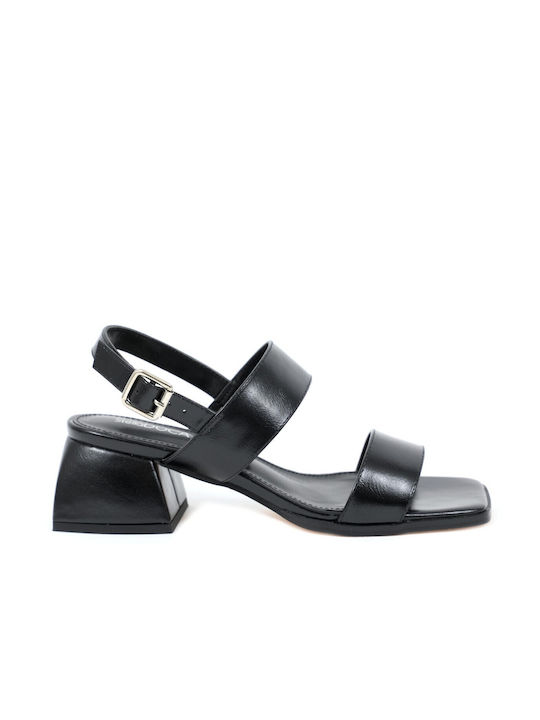 Doca Synthetic Leather Women's Sandals Black with Low Heel