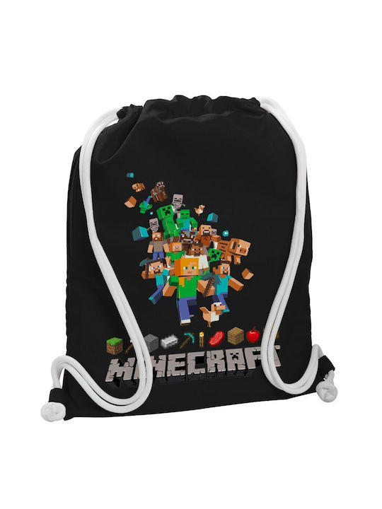 Koupakoupa Minecraft Adventure Παιδική Τσάντα Πουγκί Μαύρη 48x40εκ.