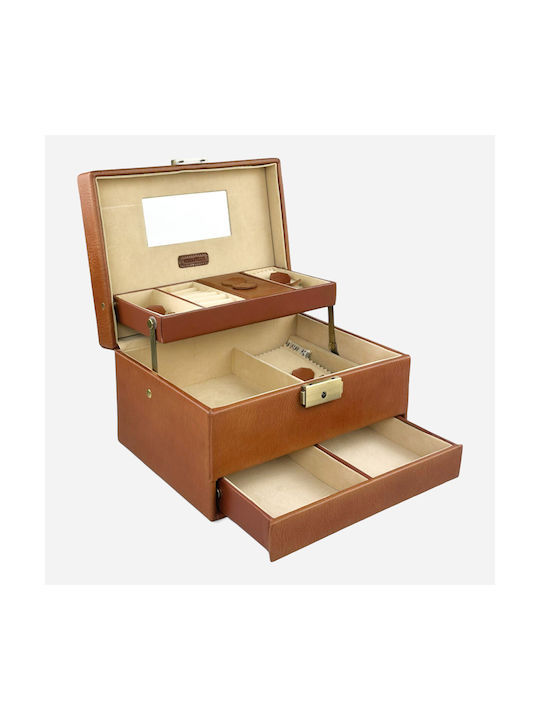 Leather Jewellery Box Jewelry Organizer E029 Tan