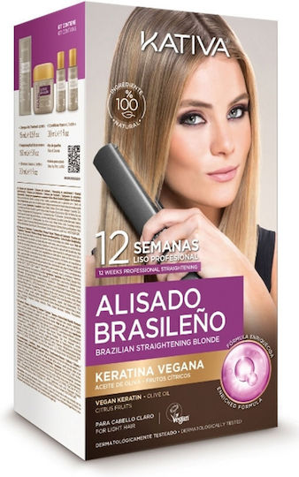 Kativa Set Profesional Brazilian Pentru Îndreptare Seturi Pentru Par Cu Keratină Pentru Păr Vopsit Cu Șampon 6 Bucăți