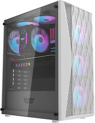 Darkflash DK352 Mesh Gaming Midi Tower Κουτί Υπολογιστή με Πλαϊνό Παράθυρο και RGB Φωτισμό Λευκό