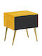 Beliani Flayat Yellow Velvet Bedside Table