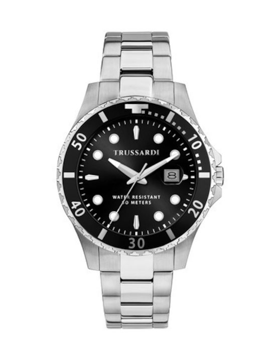 Trussardi Watch Battery with Black Metal Bracelet