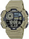 Casio Collection Ψηφιακό Ανδρικό Ρολόι 50.1mm Χρονογράφος Μπαταρίας με Μπεζ Καουτσούκ Λουράκι