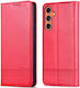Litchi Retro V4 Texture Back Cover Δερμάτινο Μαγνητικό Κόκκινο (Galaxy M55)