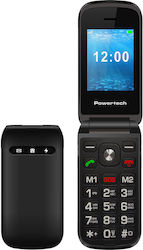 Powertech Milly Flip Dual SIM Handy mit Großen Tasten Schwarz