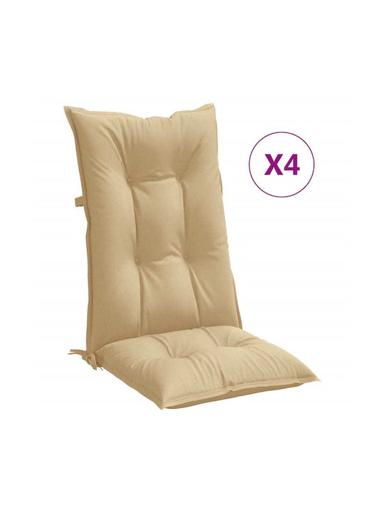 vidaXL Garden Chair Cushion with Back Beige 4pcs 50x120cm.