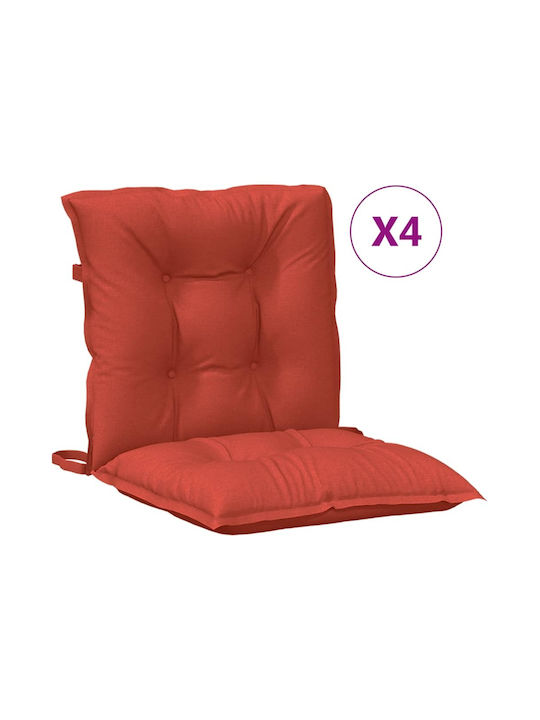 vidaXL Garden Chair Cushions with Backrest Red 4 Pieces 50x100cm