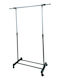 Uncle George Wheeled Floor Garment Rack made of Metal Telescopic Silver 63.5x37x133cm