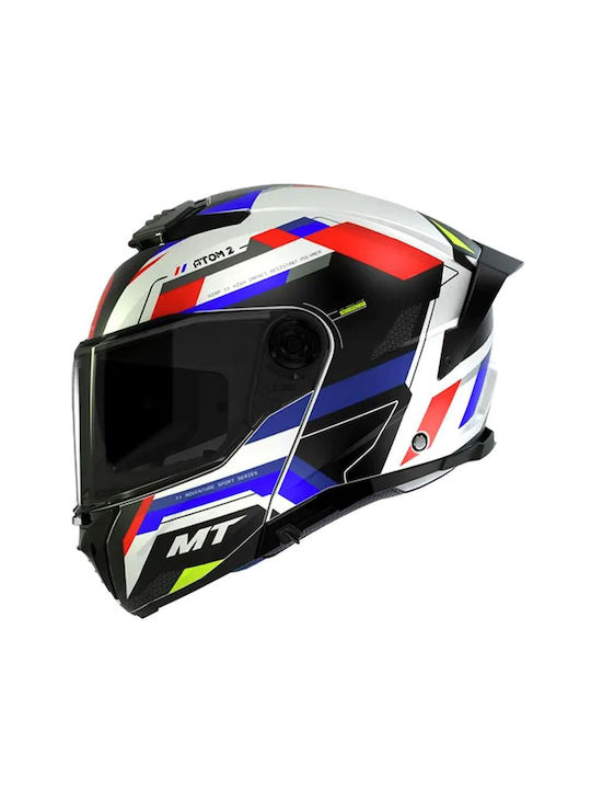 MT Atom 2 SV White/Blue/Red Gloss Cască Moto Fl...