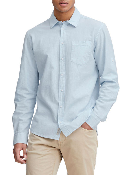 Blend Long-sleeved Linen Shirt Sky Blue