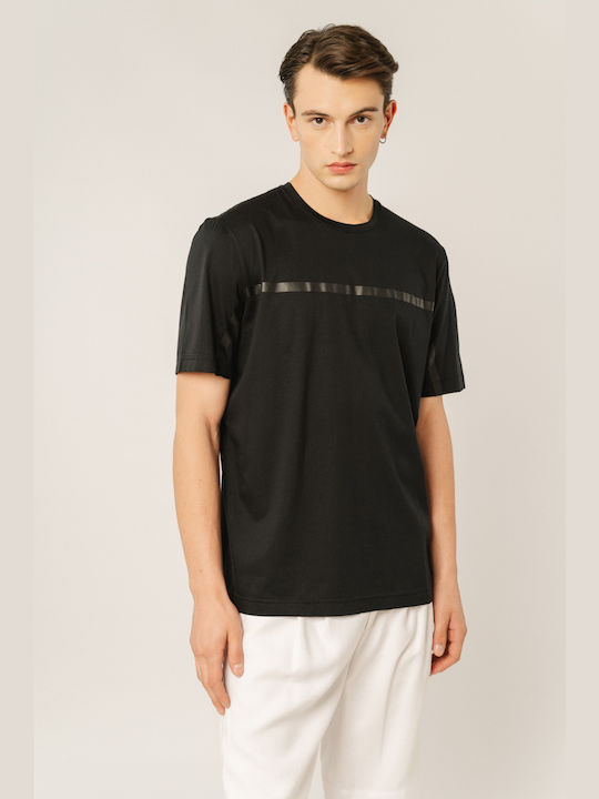 Edward Jeans T-shirt Bărbătesc cu Mânecă Scurtă Negru