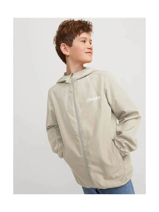 Jack & Jones Waterproof Kids Casual Jacket Long Windproof with Lining & Hood Beige