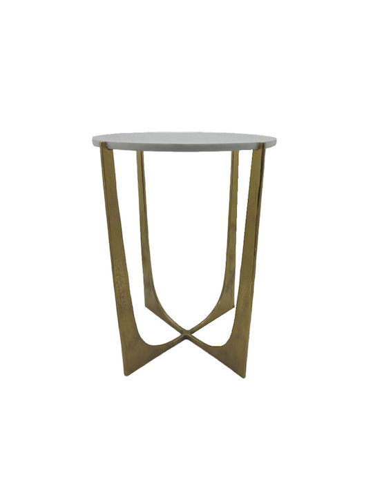 Round Side Table Dion Gold White L43.25xW43.25xH67.25cm