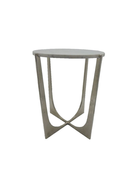 Round Side Table Dion Silver / White L40.75xW40.75xH56cm