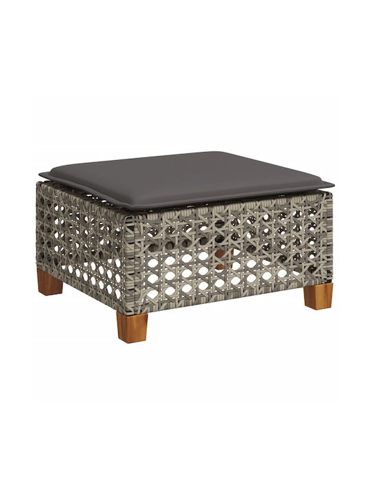 Gartenhocker Würfel Außeneinsatz Rattan mit Grauem Kissen 63,5x56x32cm