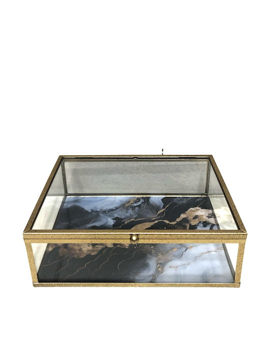 Marble Jewellery Box Glass Bronze 20x15x7cm
