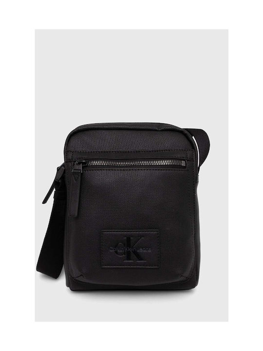 Calvin Klein Piele Geantă pentru bărbați Umăr / Crossbody Neagră