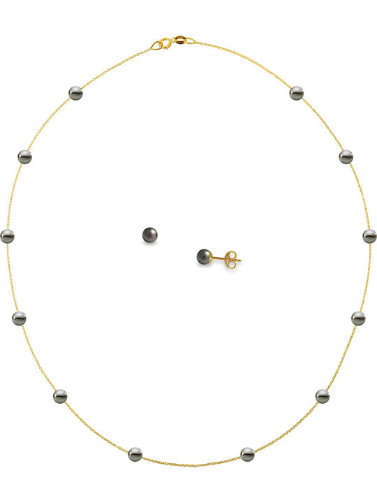 Margaritari Set cu Colier & Cercei din Aur 14K ...