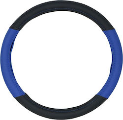 Onyx Κάλυμμα Τιμονιού Αυτοκινήτου Double C με Διάμετρο 38εκ. από Δερματίνη Μπλε