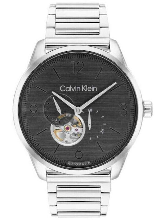 Calvin Klein Esteem Ανδρικό Ρολόι 44mm Αυτόματο με Ασημί Μεταλλικό Μπρασελέ