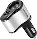 Car Charger with Ports 2xUSB-A 1xLighter Black Color