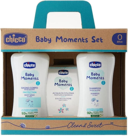 Chicco Chicco Baby Moments Set Bath Liquid 200ml + Shampoo 200ml + Eau De Toilette 100ml
