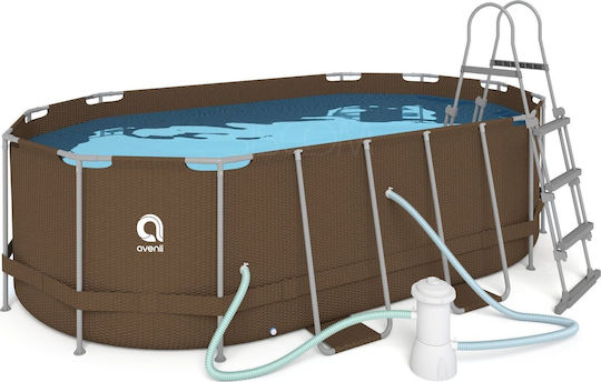 Avenli Rack Pool Овал Басейн PVC 8073л с Метална Рамка 427x275x100см Кафяв
