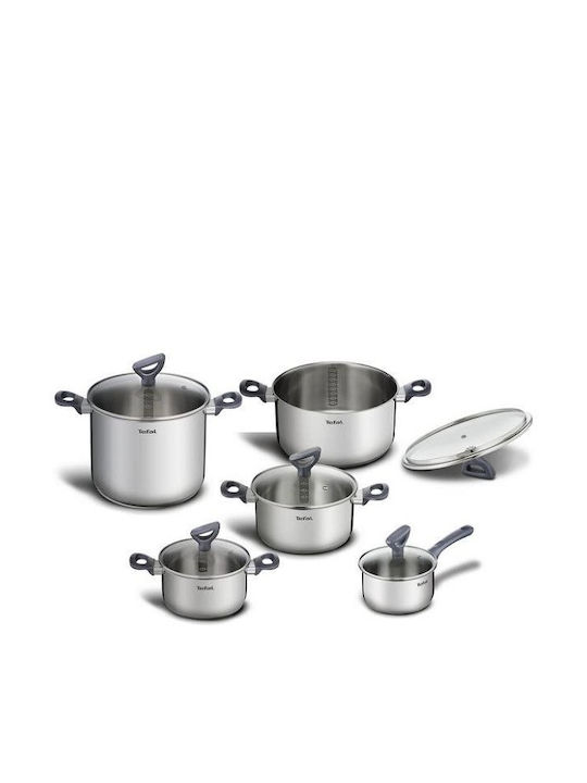 Tefal Daily Cook Cookware Set of Stainless Steel with No Coating 10pcs