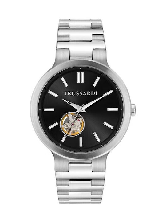 Trussardi Ανδρικό Ρολόι Αυτόματο με Ασημί Μεταλλικό Μπρασελέ