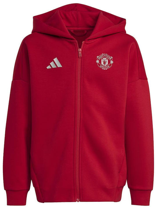 Athletic Kids Cardigan Cotton with Hood Red Anthem Jacket